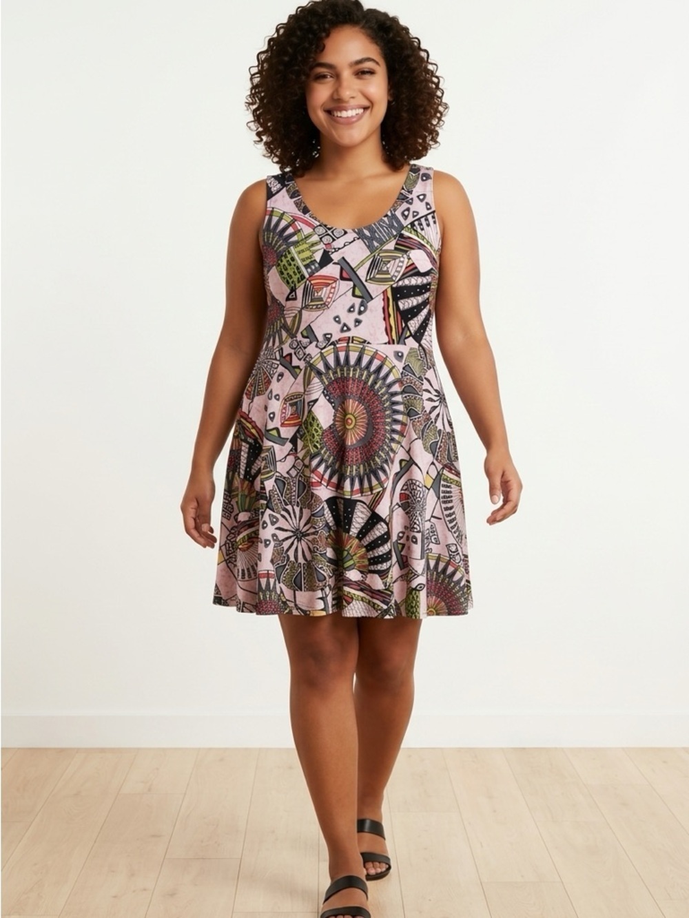 Lbisse Multicolor Geometric Print Dress | Pattern | Multicolour | Midi |XL
